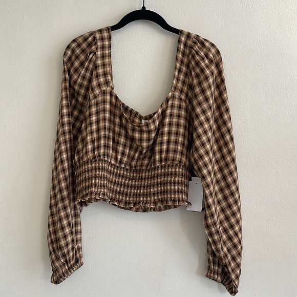 B.P. Nordstrom Plaid Crop Long Sleeve Top | NWT | Size 1X - Picture 6 of 10